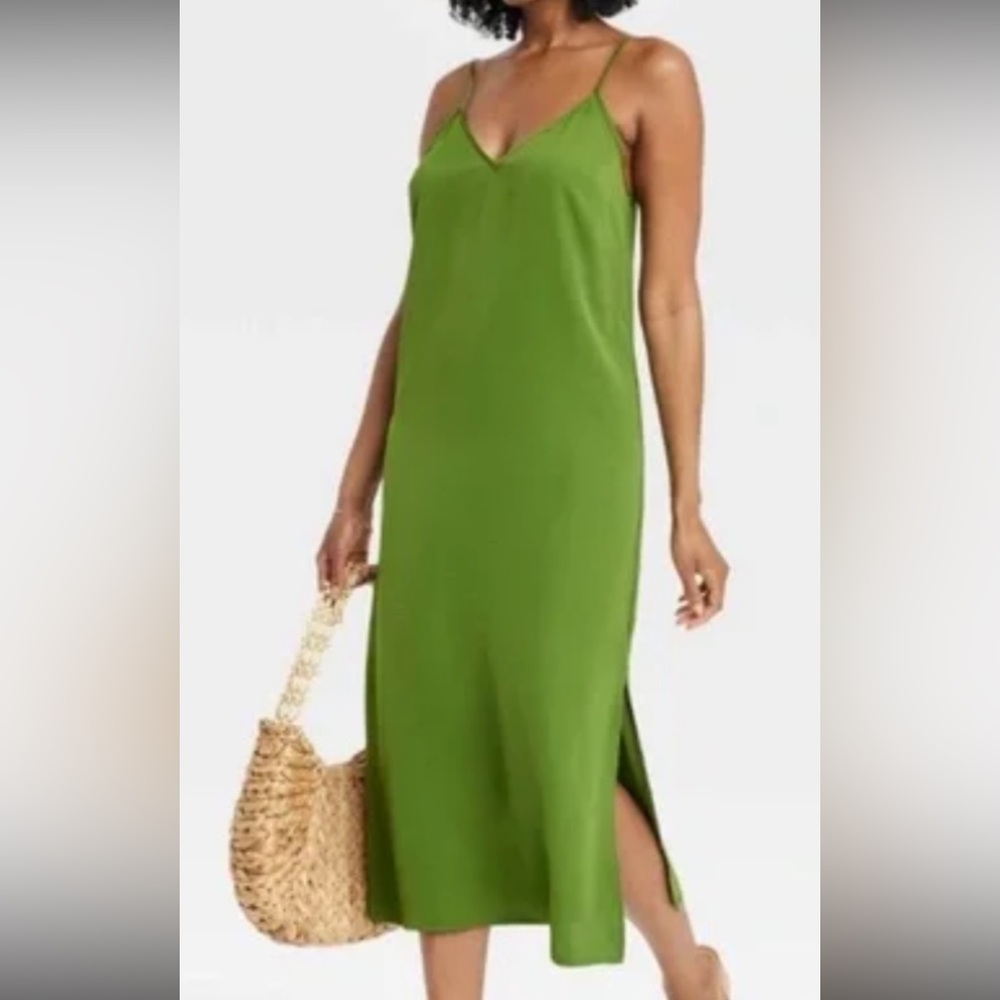 A New Day Green Spaghetti Strap Slip Dress